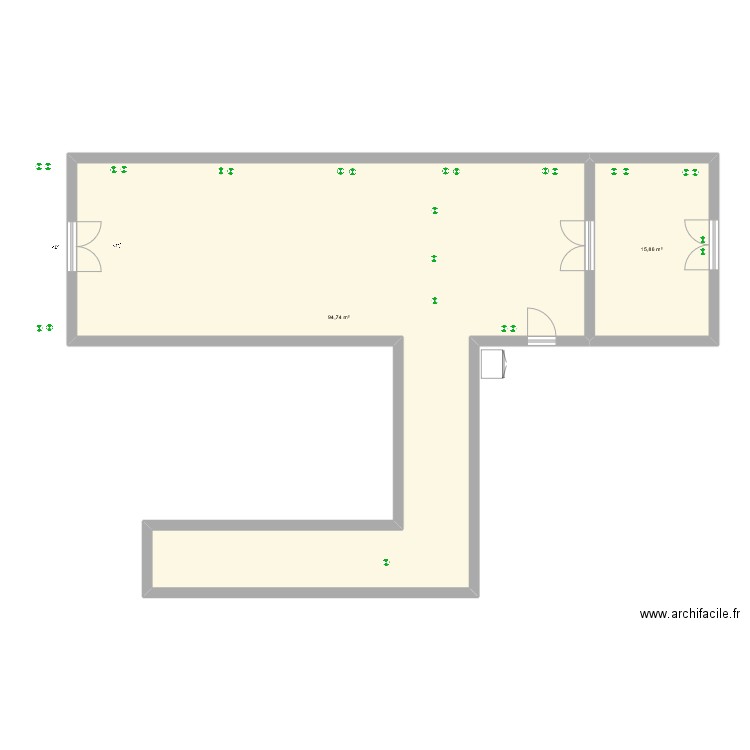 Lecourbe. Plan de 2 pièces et 111 m2