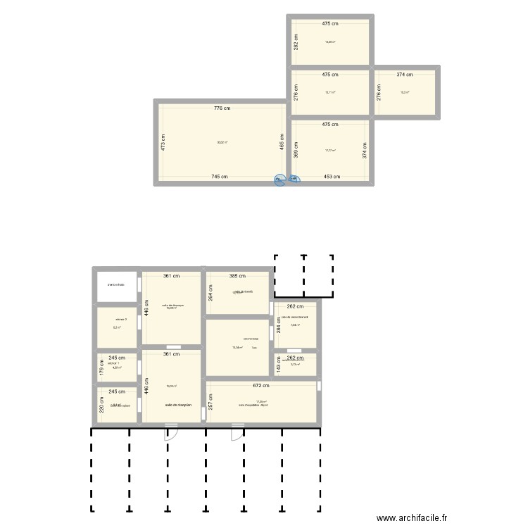 laboratoire antoine. Plan de 15 pièces et 191 m2