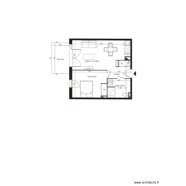 Appartement Fabien 2 pièces. Plan de 0 pièce et 0 m2