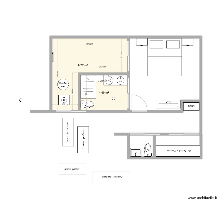 MAISON 1. Plan de 2 pièces et 14 m2