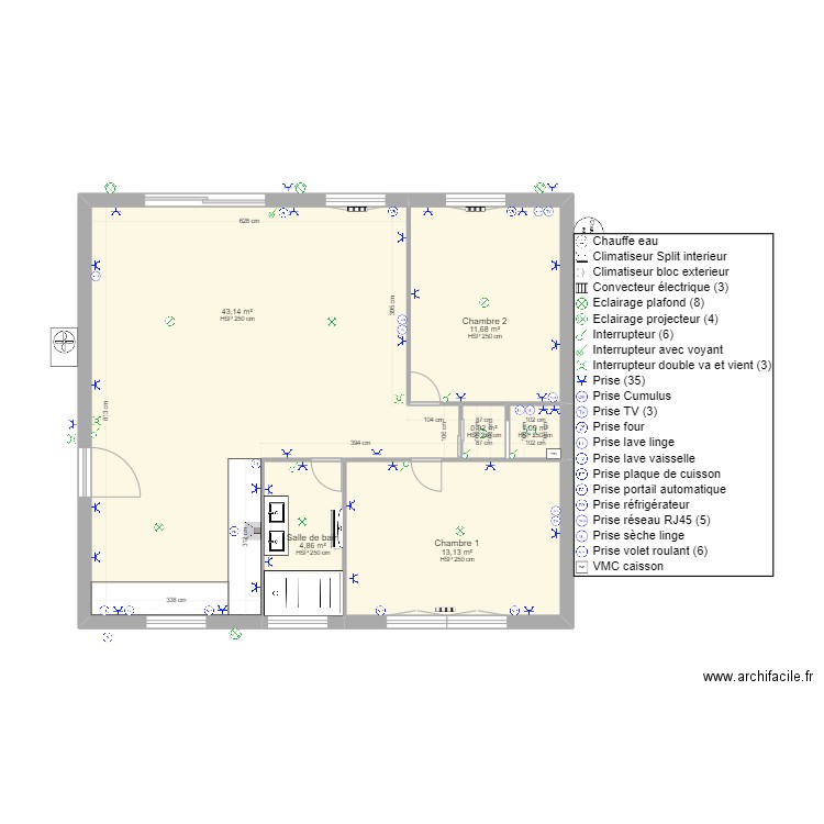 plan electrique Maison Sofiane après travaux . Plan de 0 pièce et 0 m2