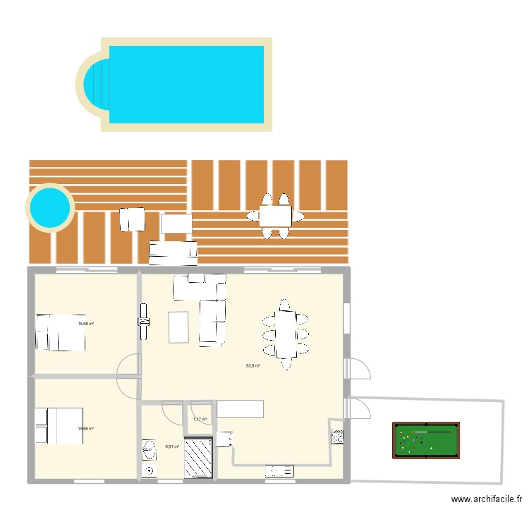 case dom. Plan de 5 pièces et 93 m2