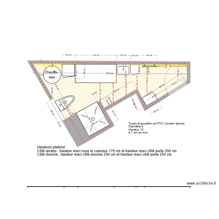 Salle de bain plan Leroy Merlin Remix bis. Plan de 1 pièce et 6 m2