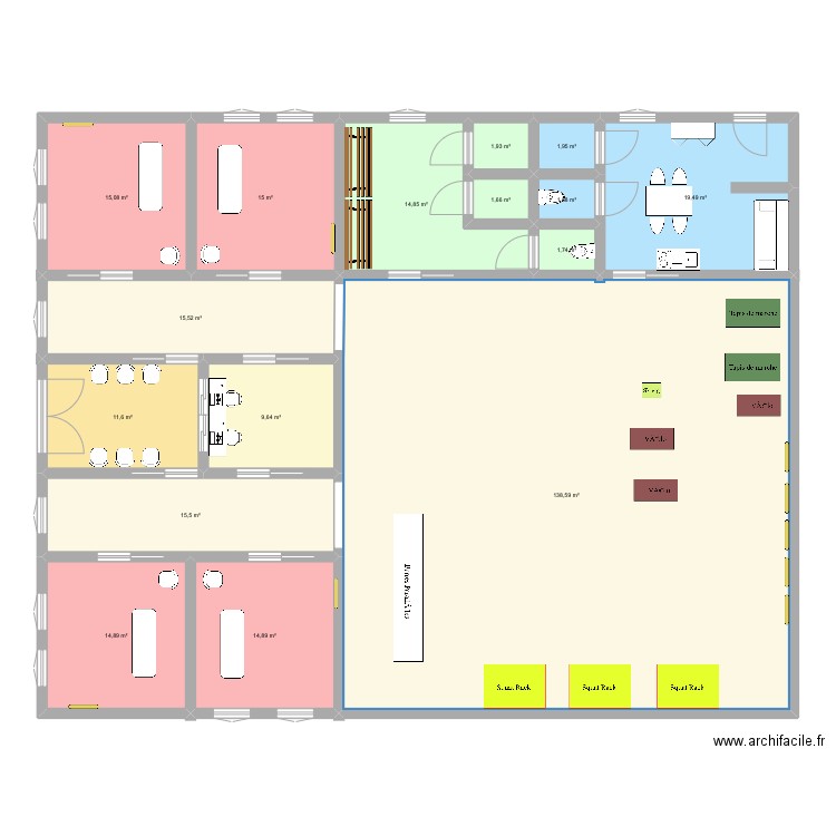 Brouillon Kevin. Plan de 16 pièces et 294 m2