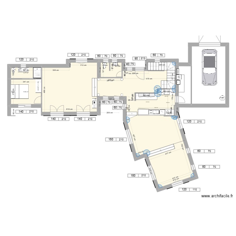 BANDOL RDC Test 2. Plan de 4 pièces et 125 m2