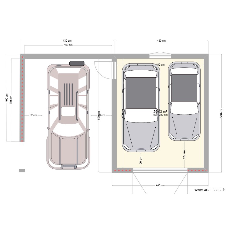 Garage BALADOU. Plan de 1 pièce et 20 m2