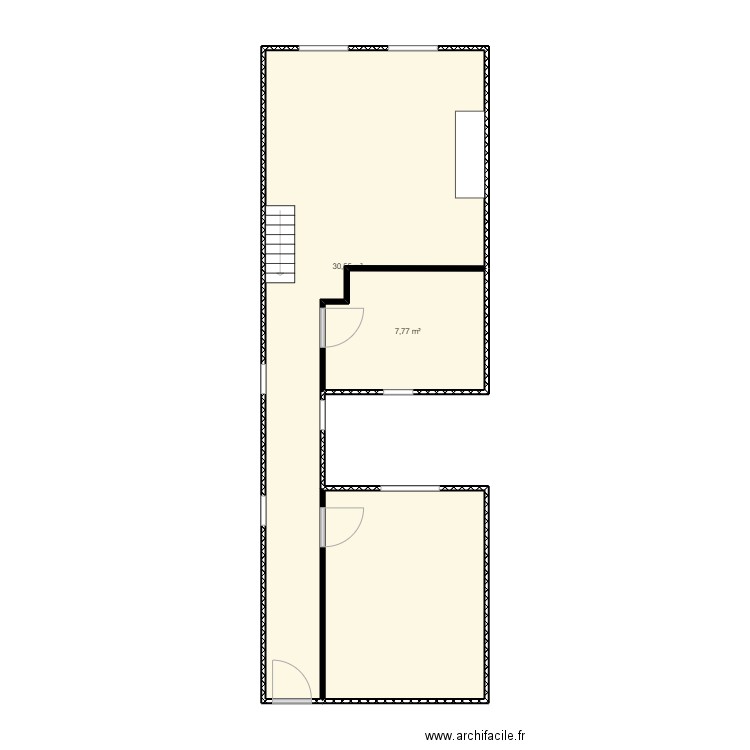 plan aménagement projeté. Plan de 3 pièces et 52 m2