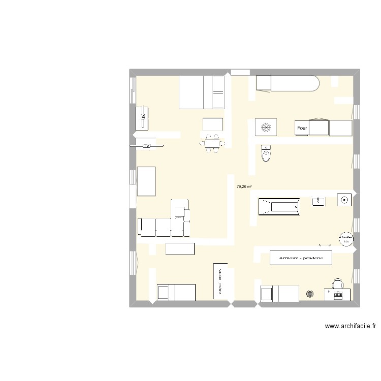 PLAN charles de gaulle. Plan de 1 pièce et 79 m2