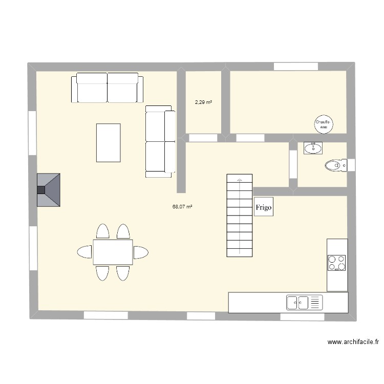 Maison RUAUX après travaux 0. Plan de 2 pièces et 70 m2