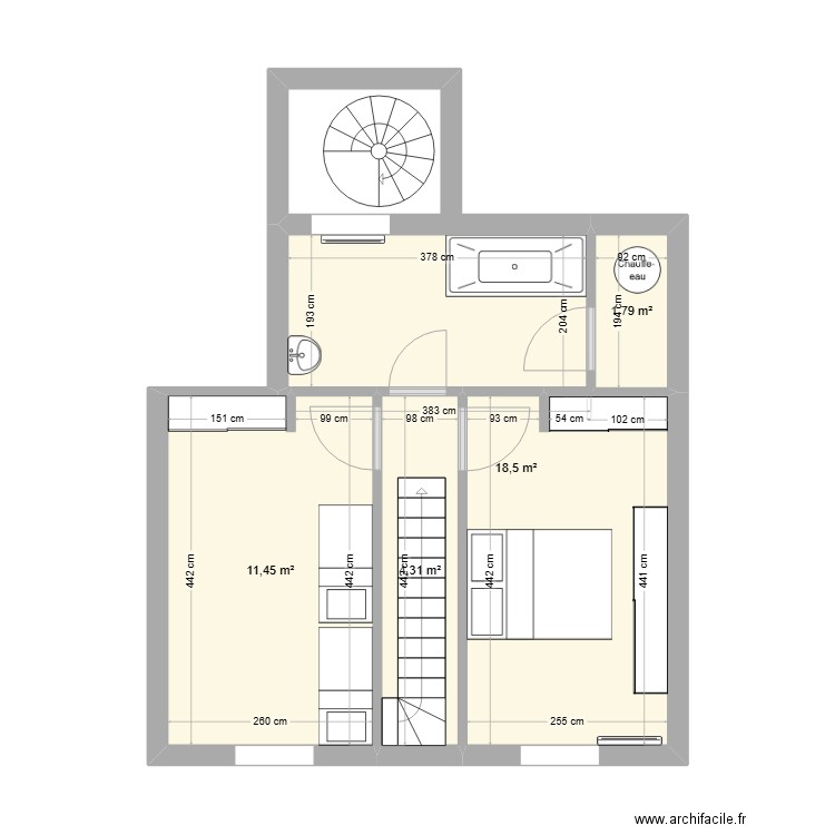 Perso. Plan de 4 pièces et 36 m2