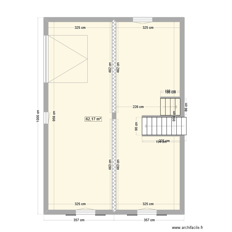 garage. Plan de 1 pièce et 62 m2