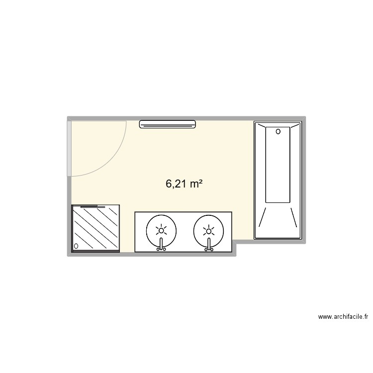 sdb2. Plan de 1 pièce et 6 m2