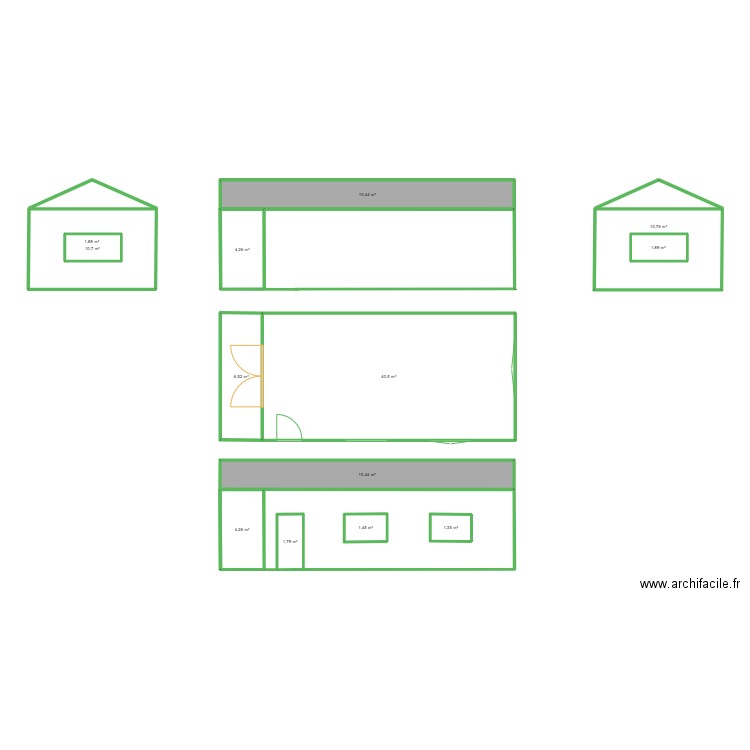 Atelier Malvaux. Plan de 13 pièces et 110 m2