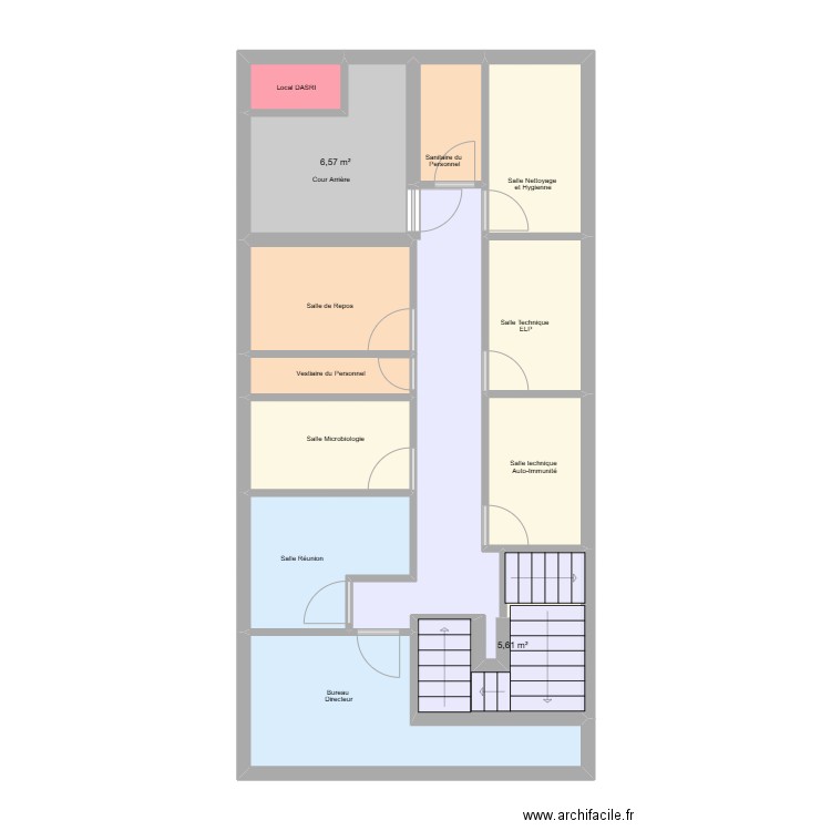 BIOLMH 1er Etage. Plan de 13 pièces et 65 m2