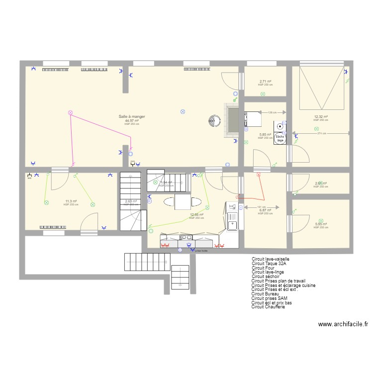 Rez-de-chaussée élec 2. Plan de 11 pièces et 109 m2