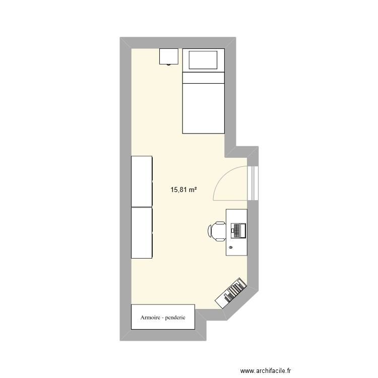 Chambre Agathe. Plan de 1 pièce et 16 m2