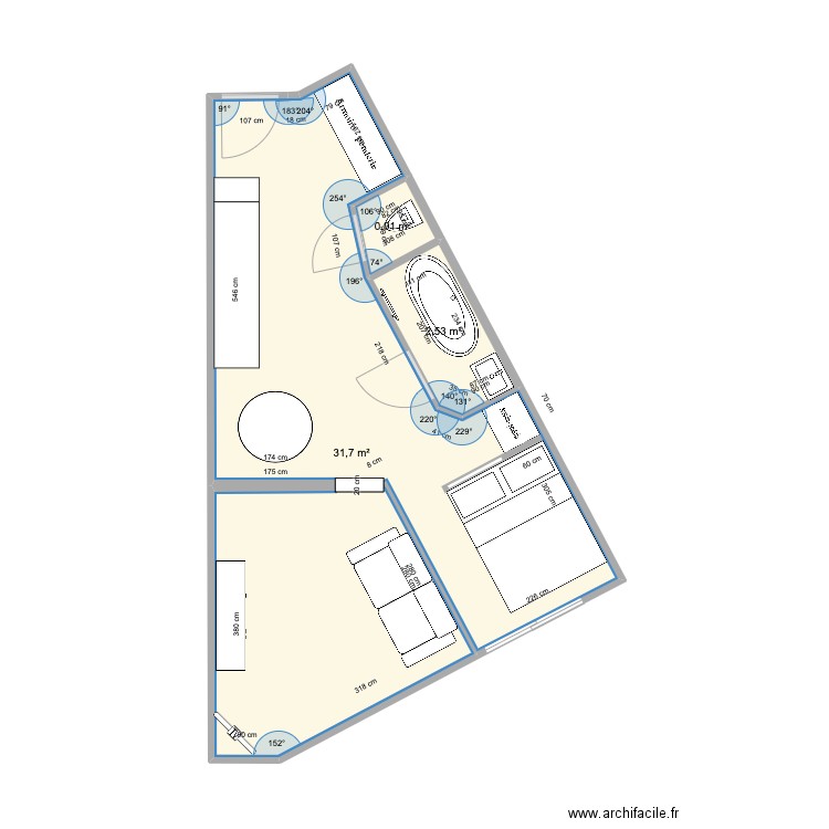 Cedrelat v3. Plan de 3 pièces et 35 m2