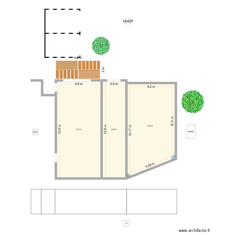 Plan B. Plan de 3 pièces et 124 m2