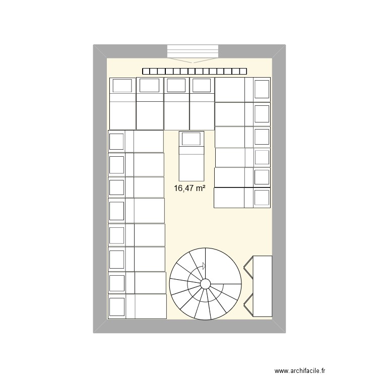 stage plan étage. Plan de 1 pièce et 16 m2