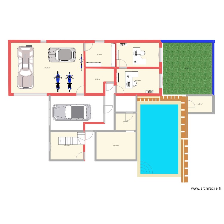 riri2. Plan de 9 pièces et 111 m2