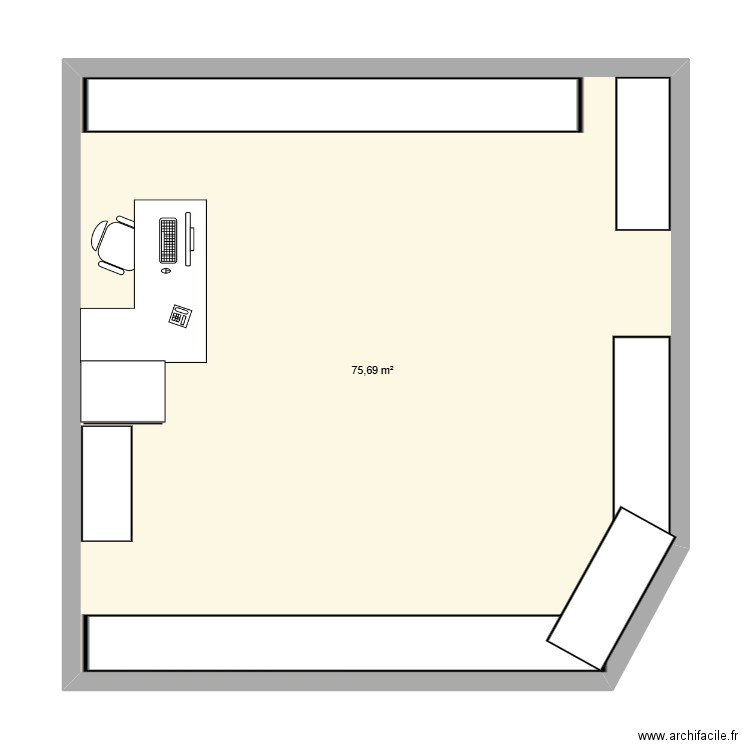 Nocibé. Plan de 1 pièce et 76 m2