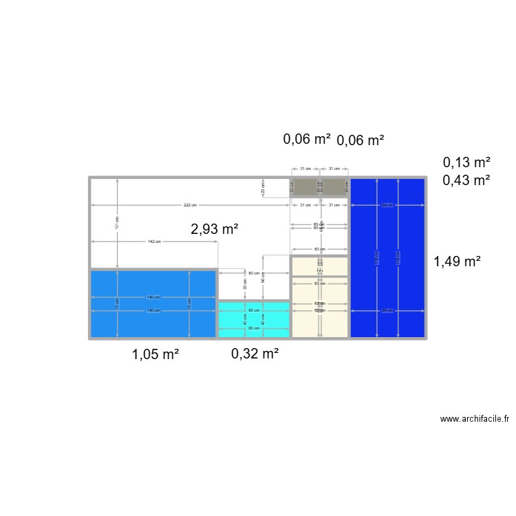 face gauche. Plan de 8 pièces et 6 m2