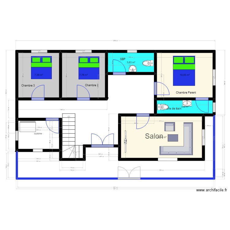 plan daba gueye linguere. Plan de 6 pièces et 45 m2