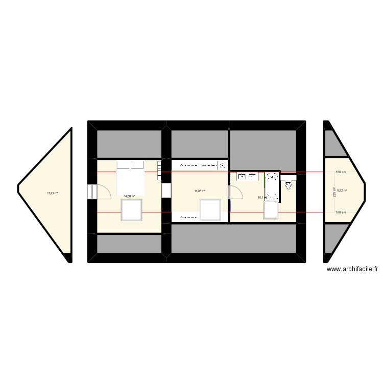 BENAS PROJET 2. Plan de 12 pièces et 91 m2
