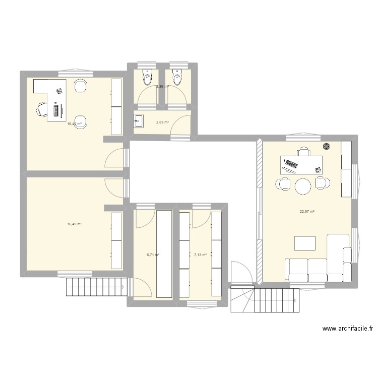 Polo1. Plan de 7 pièces et 76 m2