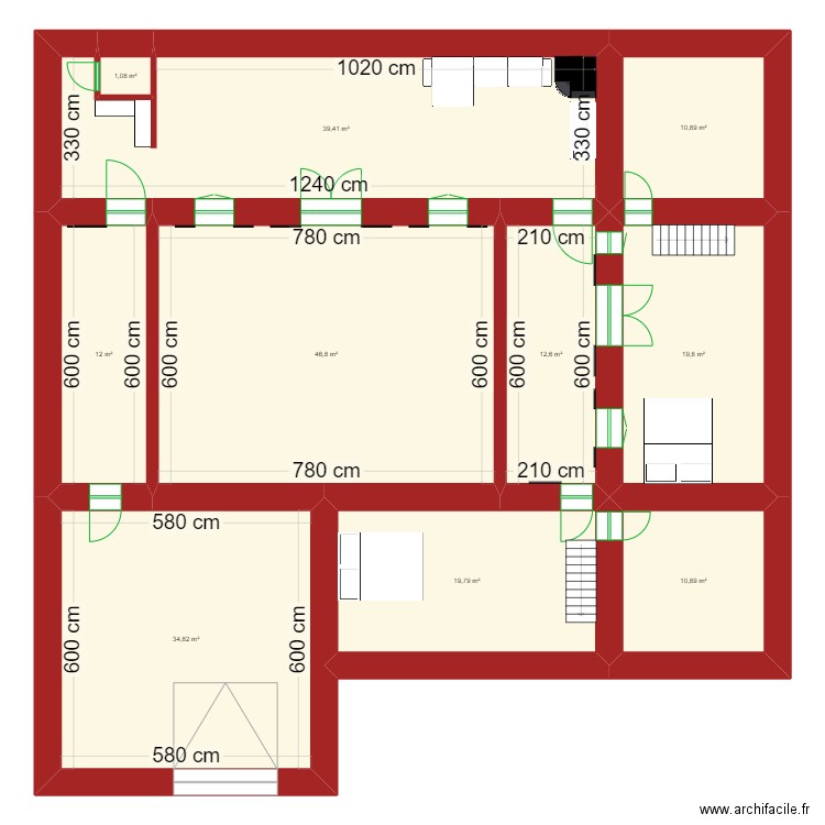 plan1. Plan de 10 pièces et 208 m2