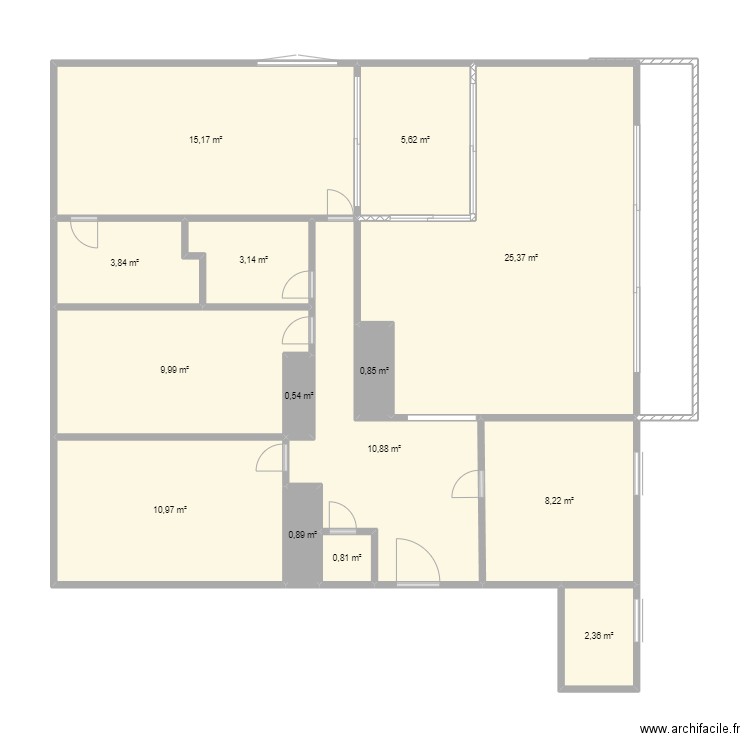 marly. Plan de 14 pièces et 99 m2