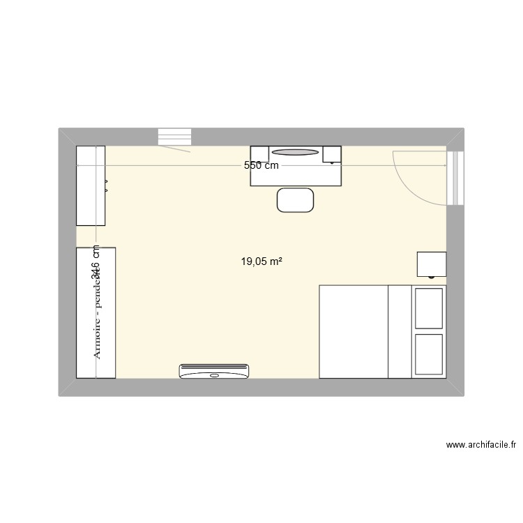 frere. Plan de 1 pièce et 19 m2