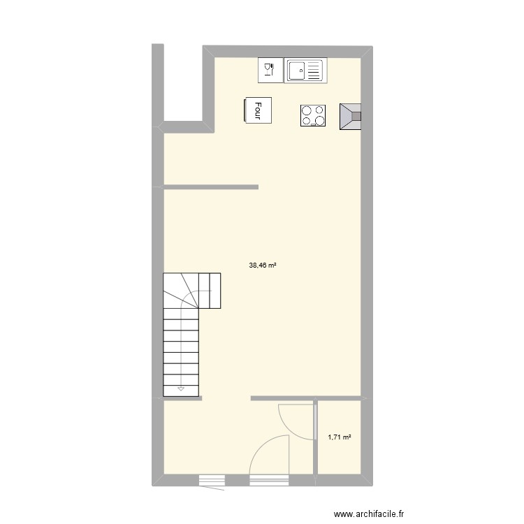 garage faby. Plan de 2 pièces et 40 m2