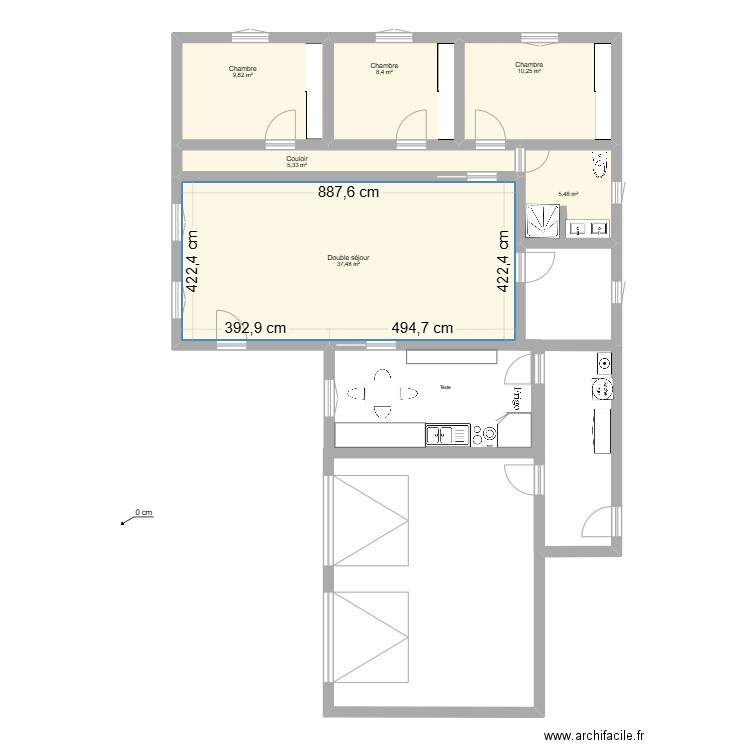 PLAN MAISON FAMILLE DUPONT. Plan de 6 pièces et 77 m2