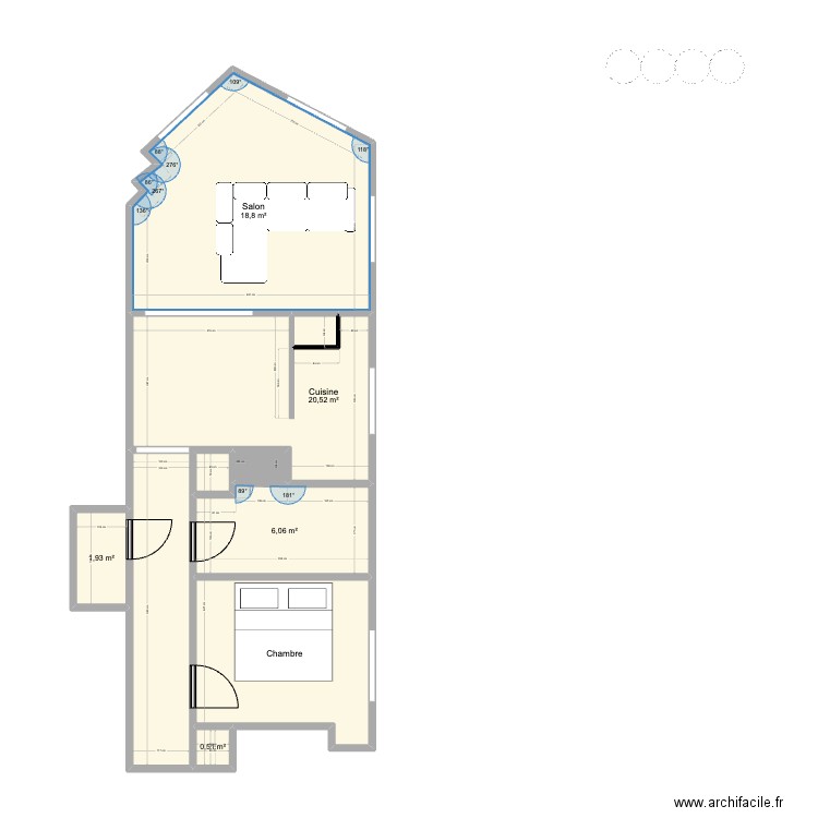 DUBAN. Plan de 9 pièces et 60 m2