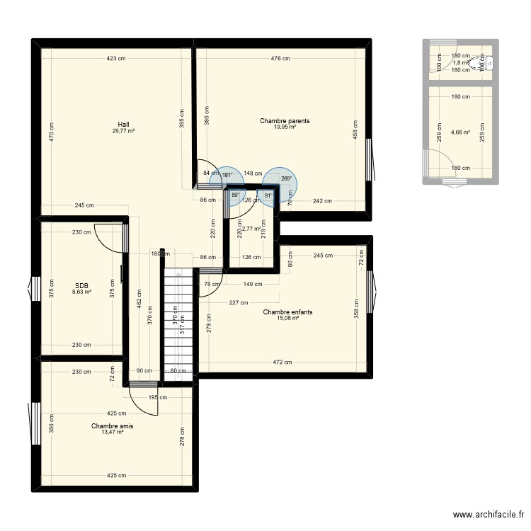 Crotet. Plan de 8 pièces et 96 m2