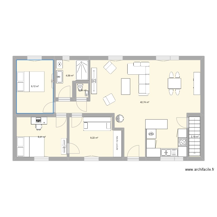 MAISON WARMERIVILLE. Plan de 7 pièces et 78 m2