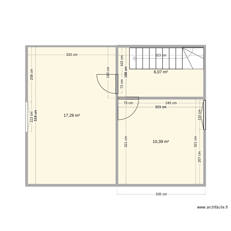 flixecourt etage. Plan de 3 pièces et 34 m2