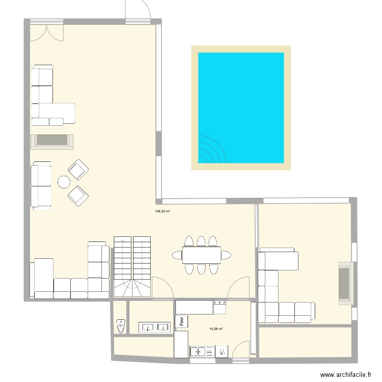 salon. Plan de 2 pièces et 145 m2