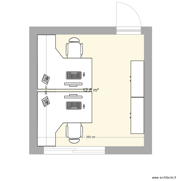 Bureau_rh_baudemont. Plan de 1 pièce et 13 m2