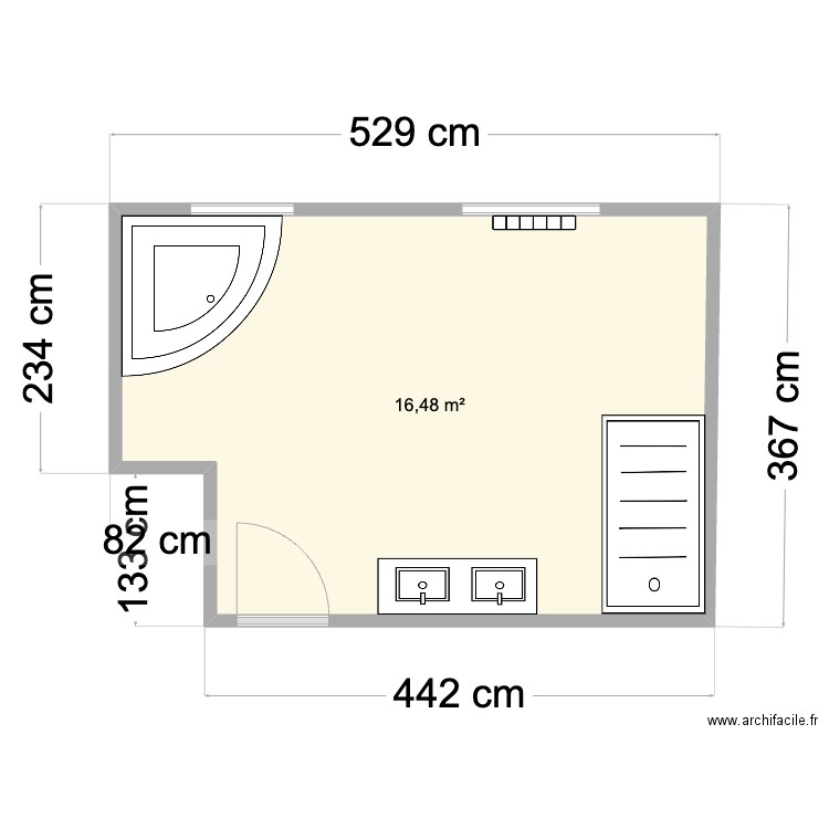 Pratte. Plan de 1 pièce et 16 m2