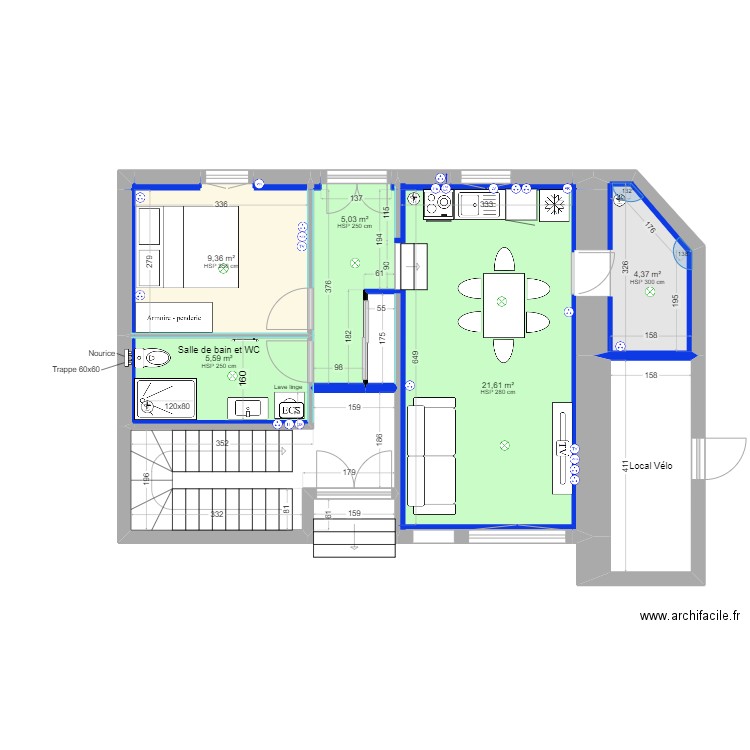 RDC Joffre - Projet. Plan de 23 pièces et 66 m2