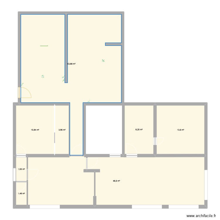 Sous Sol. Plan de 8 pièces et 142 m2