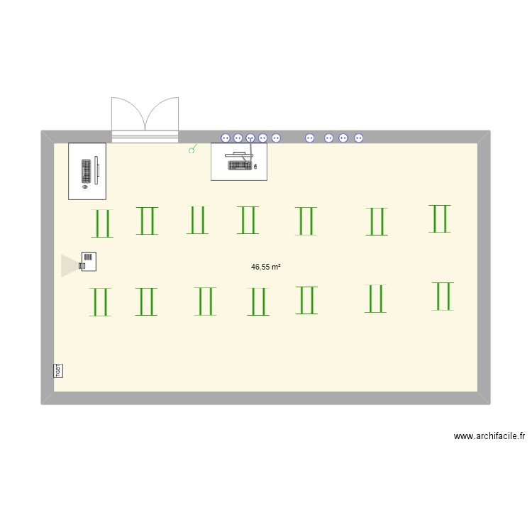 plan de classe. Plan de 1 pièce et 47 m2