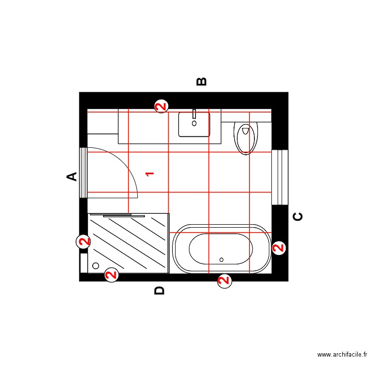 letourneau pose. Plan de 1 pièce et 7 m2