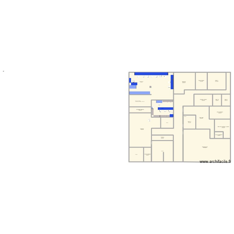 Recommerce sécurisation Option 2. Plan de 22 pièces et 749 m2