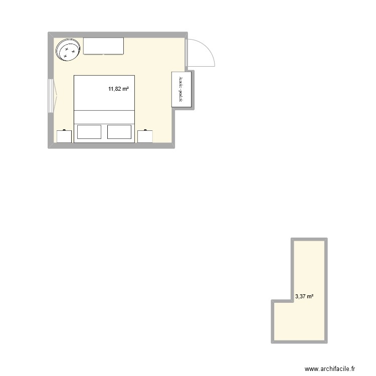 plan chambre. Plan de 2 pièces et 15 m2