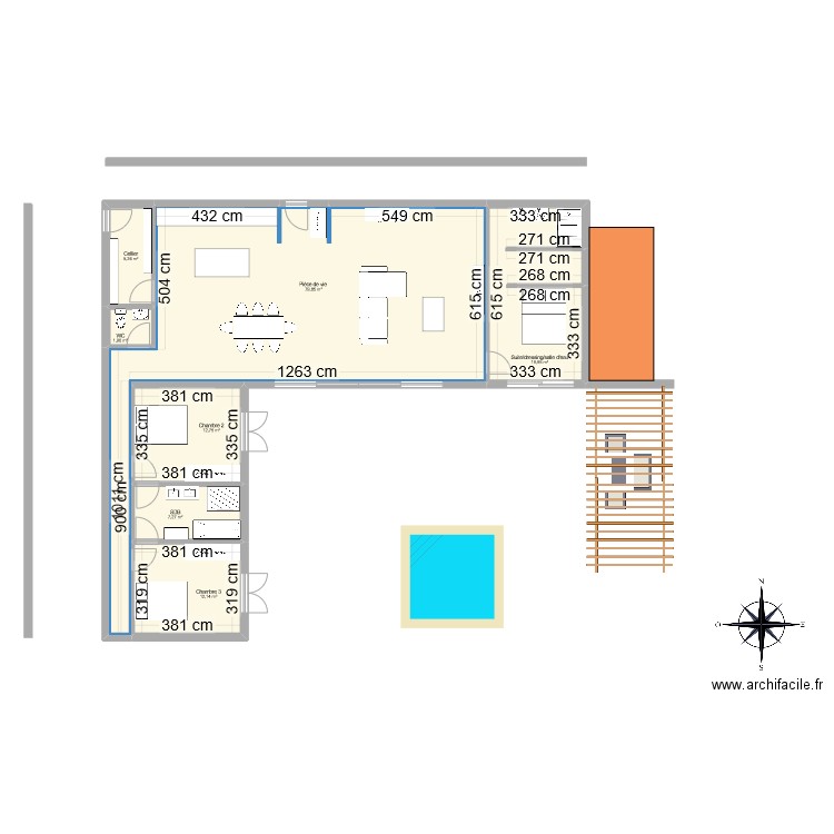 MAISON L 136M². Plan de 7 pièces et 139 m2