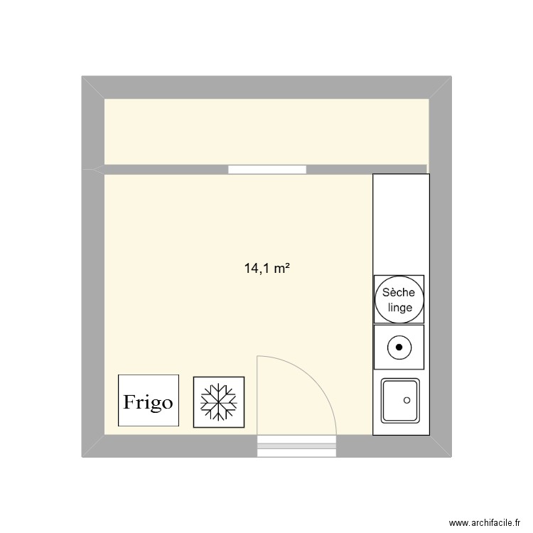 Buanderie. Plan de 1 pièce et 14 m2