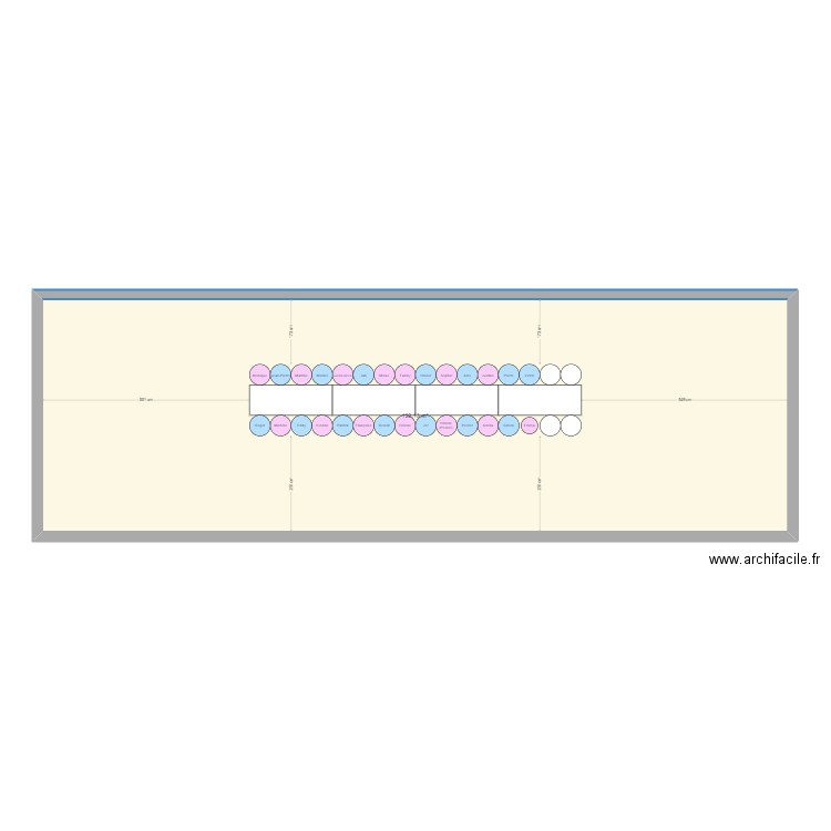 Plan de table. Plan de 1 pièce et 122 m2